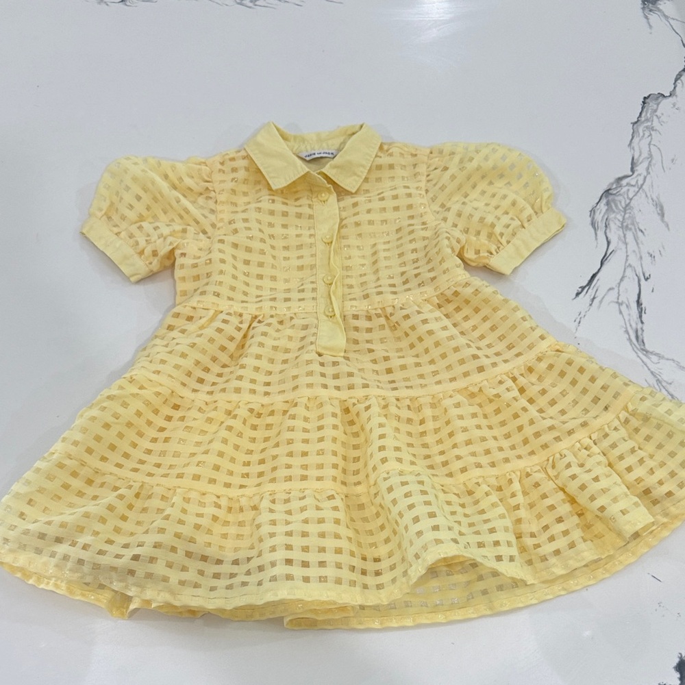 Janie and Jack Yellow Checkered Cotton Dress
